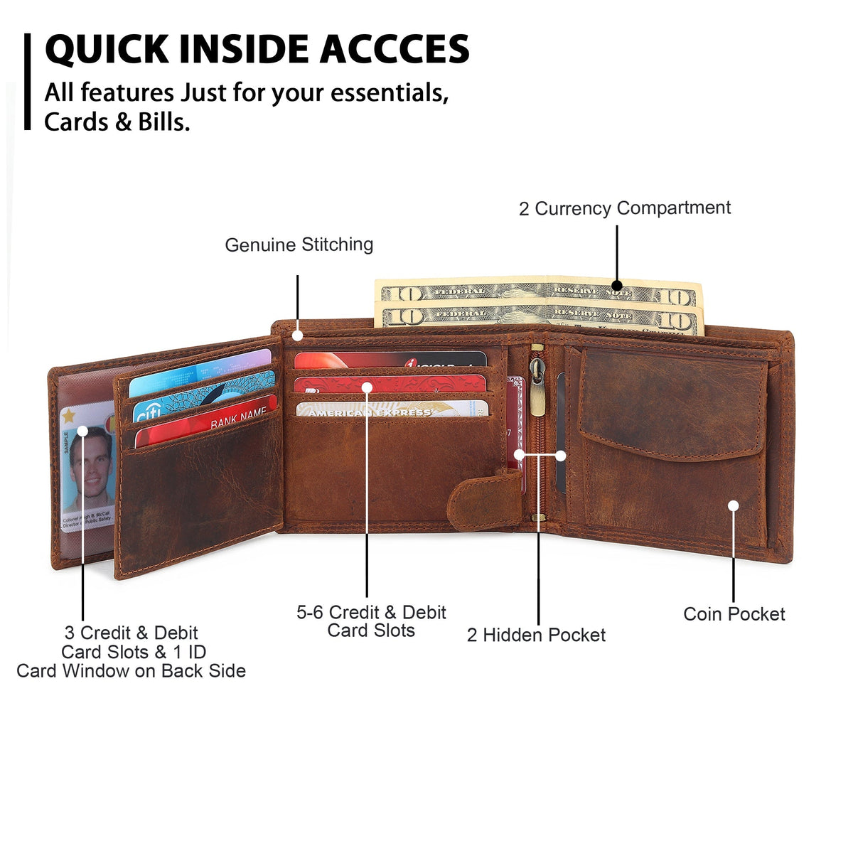 Hunter wallet open view