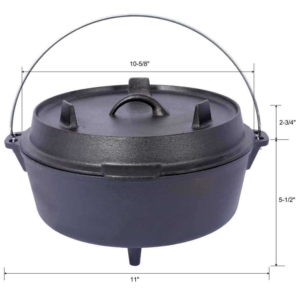 Cast Iron Camp Dutch Oven with Skillet Lid & Legs, 4.5 Qt