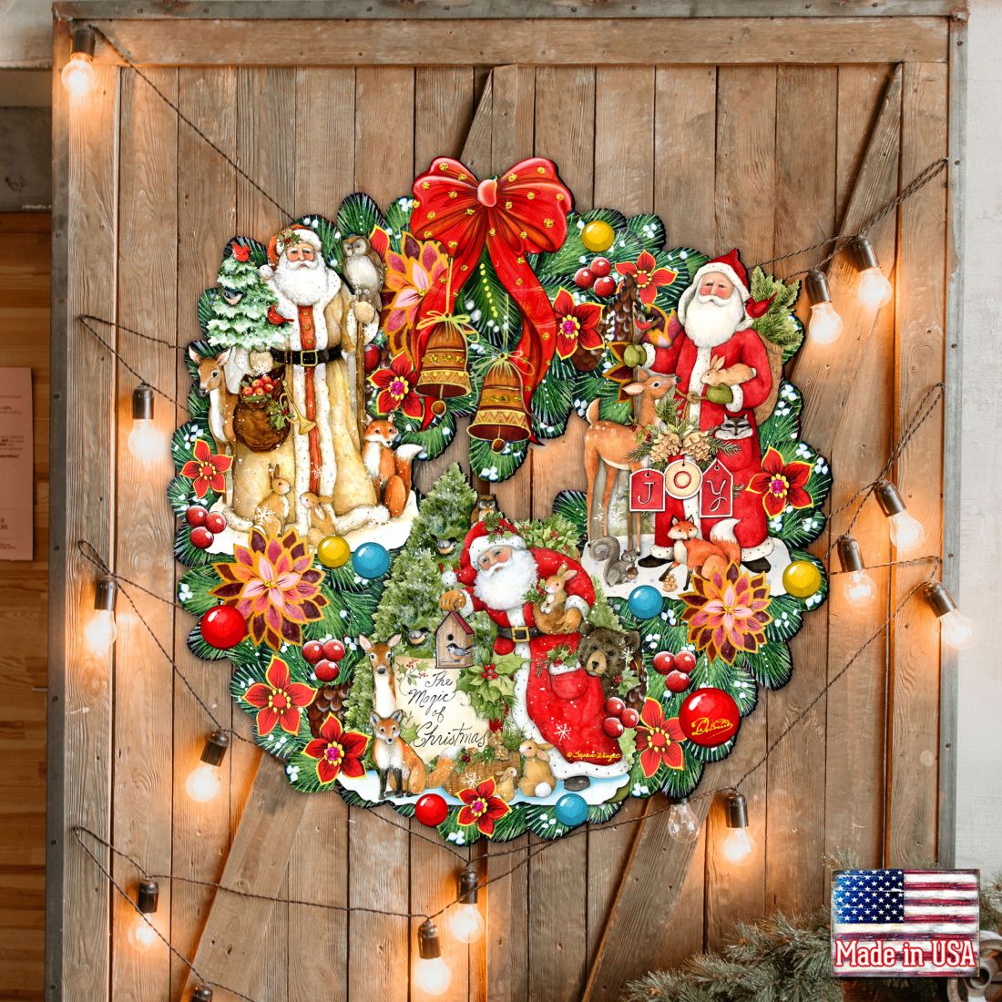 Classic Santa Holiday Door Wreath by G. Debrekht