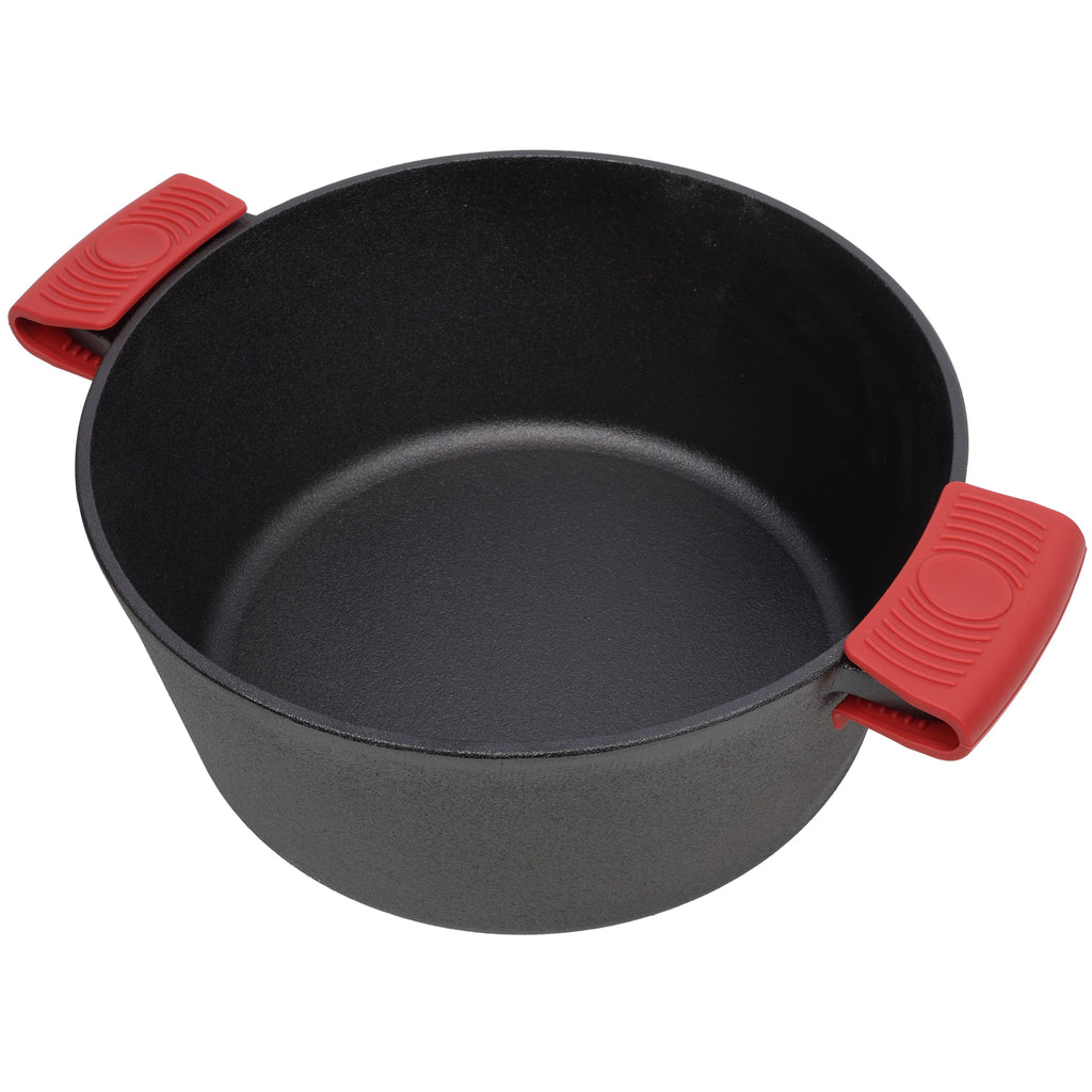 2-in-1 Cast Iron Dutch Oven, 5 Qt, with Silicone Handle Covers