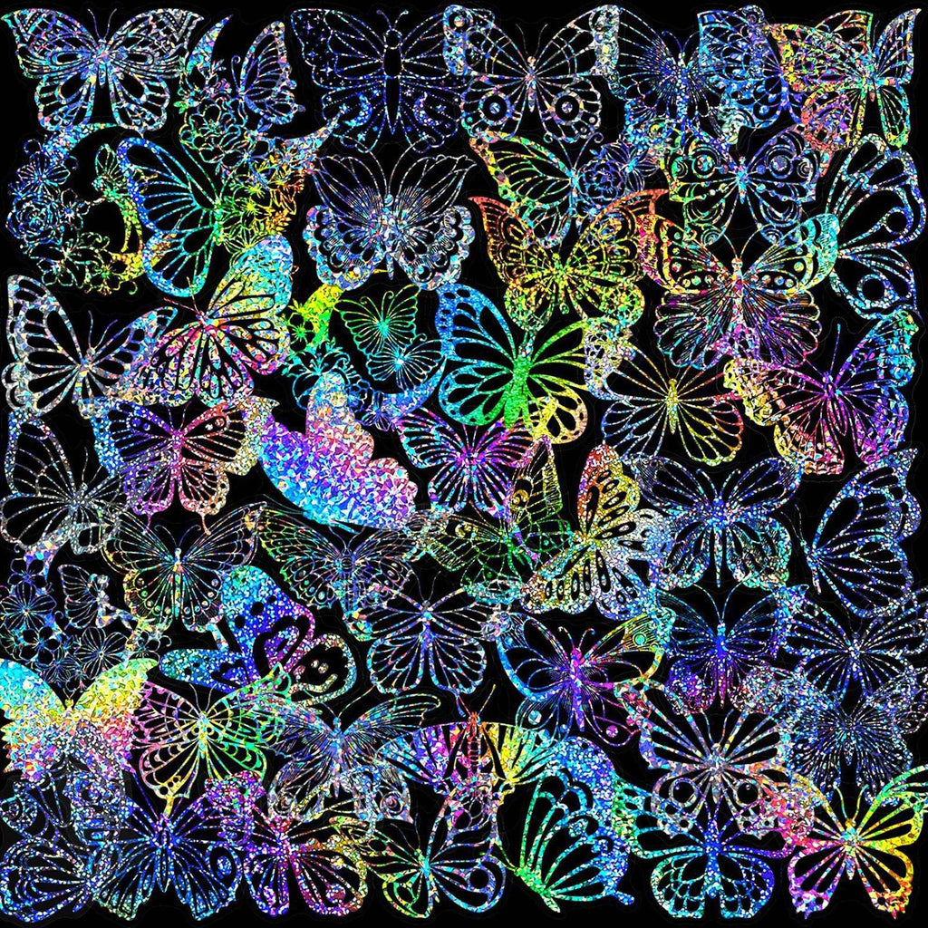 100pcs Butterfly Holographic Stickers – Waterproof Vinyl Set