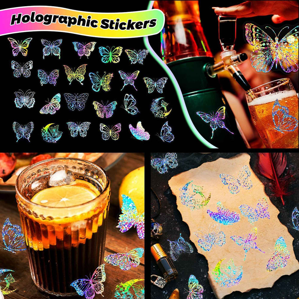 100pcs Butterfly Holographic Stickers – Waterproof Vinyl Set