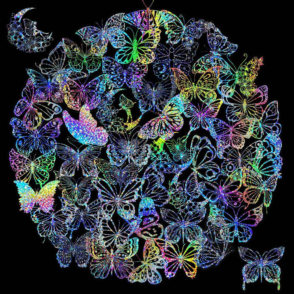 100pcs Butterfly Holographic Stickers – Waterproof Vinyl Set