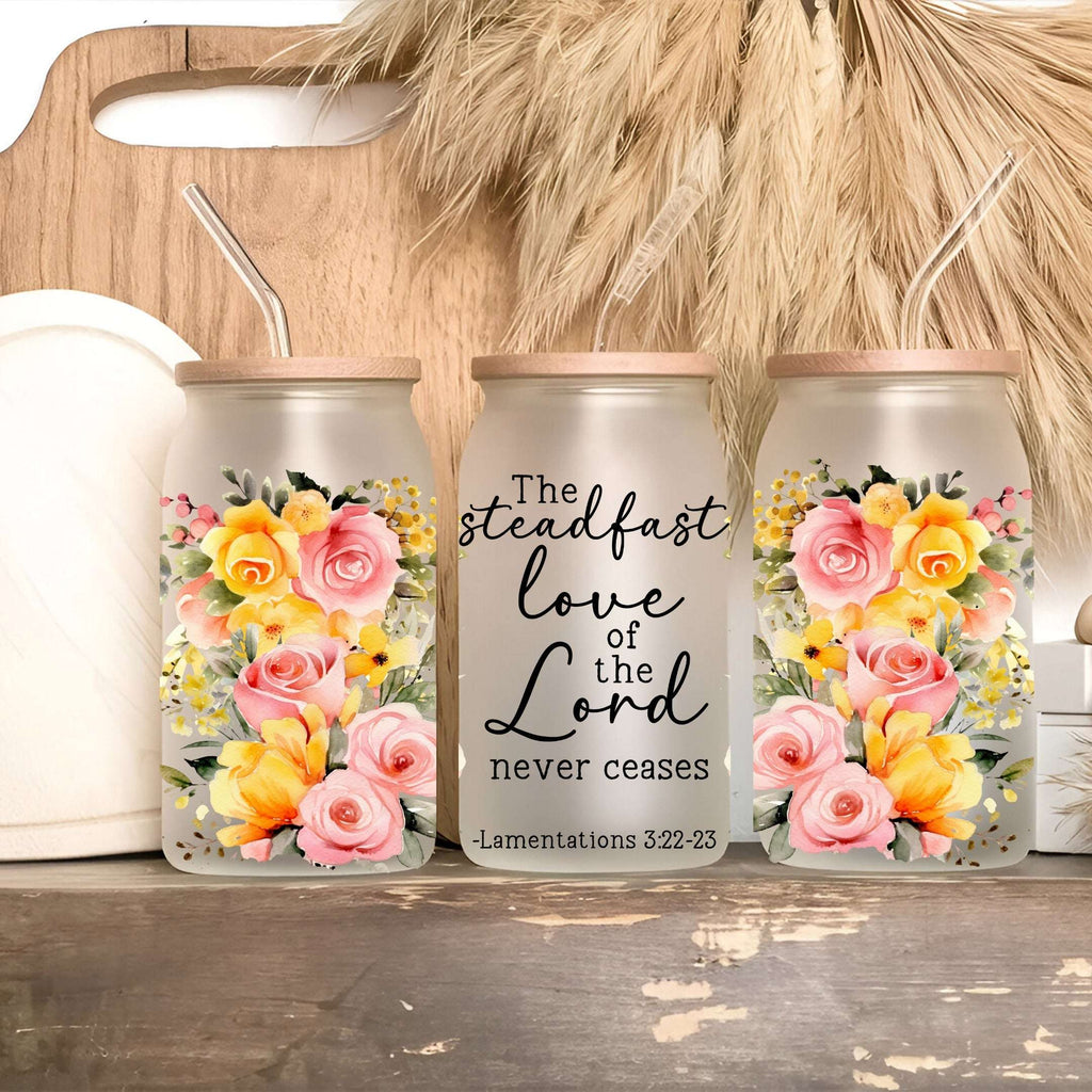 Floral Bible Verse Tumbler with Lid & Straw