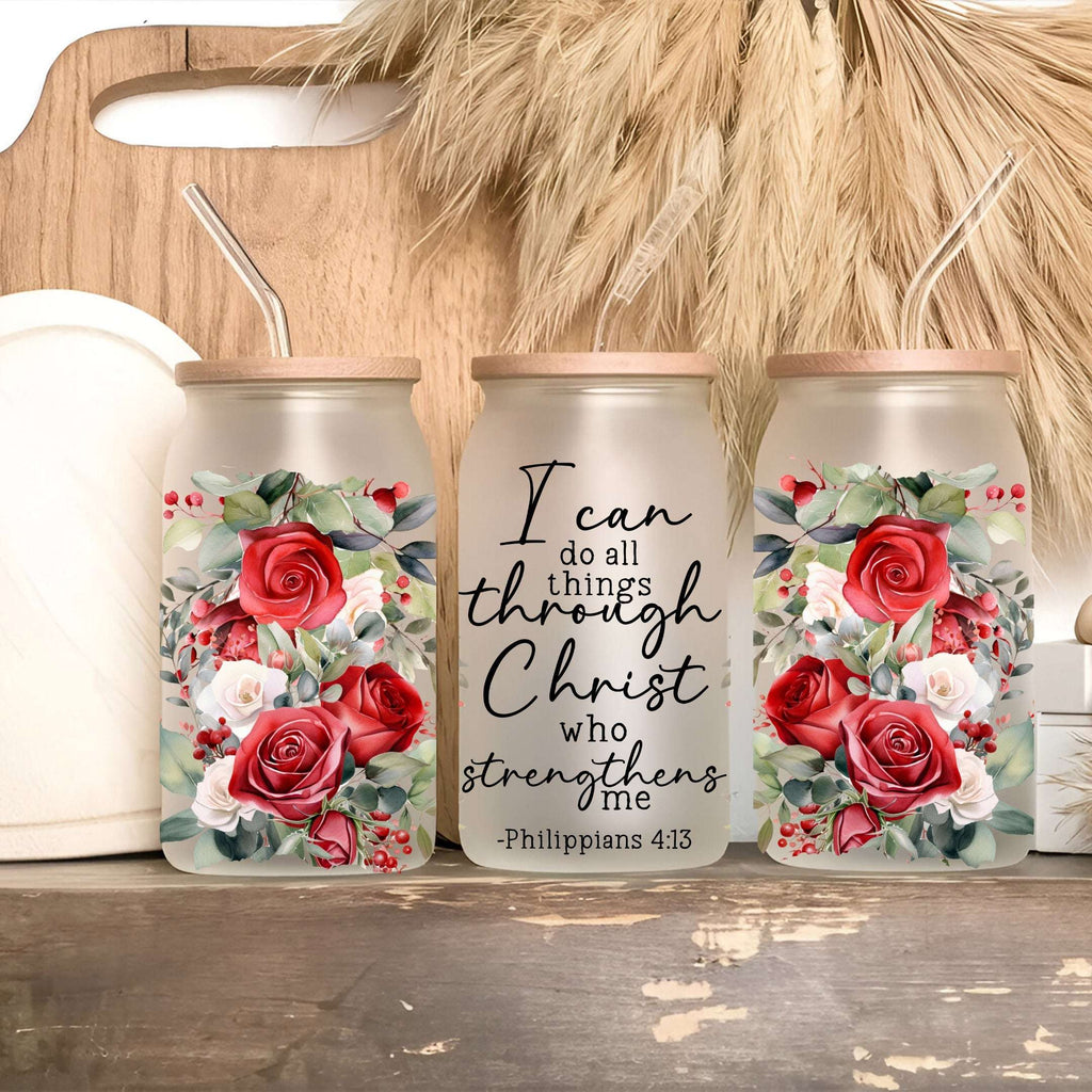 Floral Bible Verse Tumbler with Lid & Straw