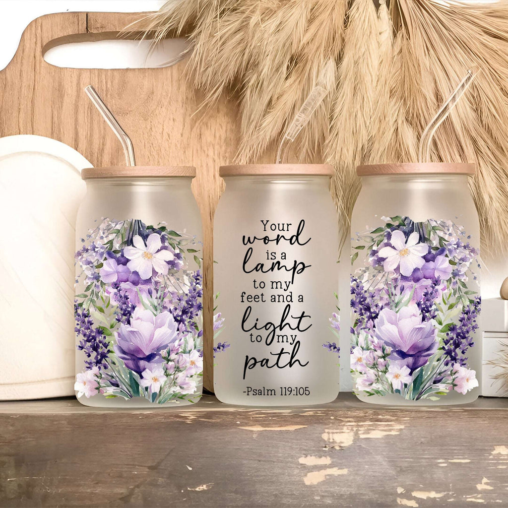 Floral Bible Verse Tumbler with Lid & Straw