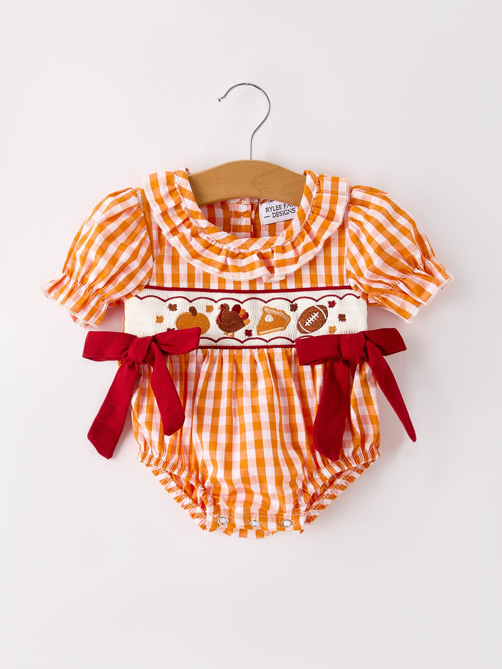 Baby Girls' Turkey Embroidered Fall Romper