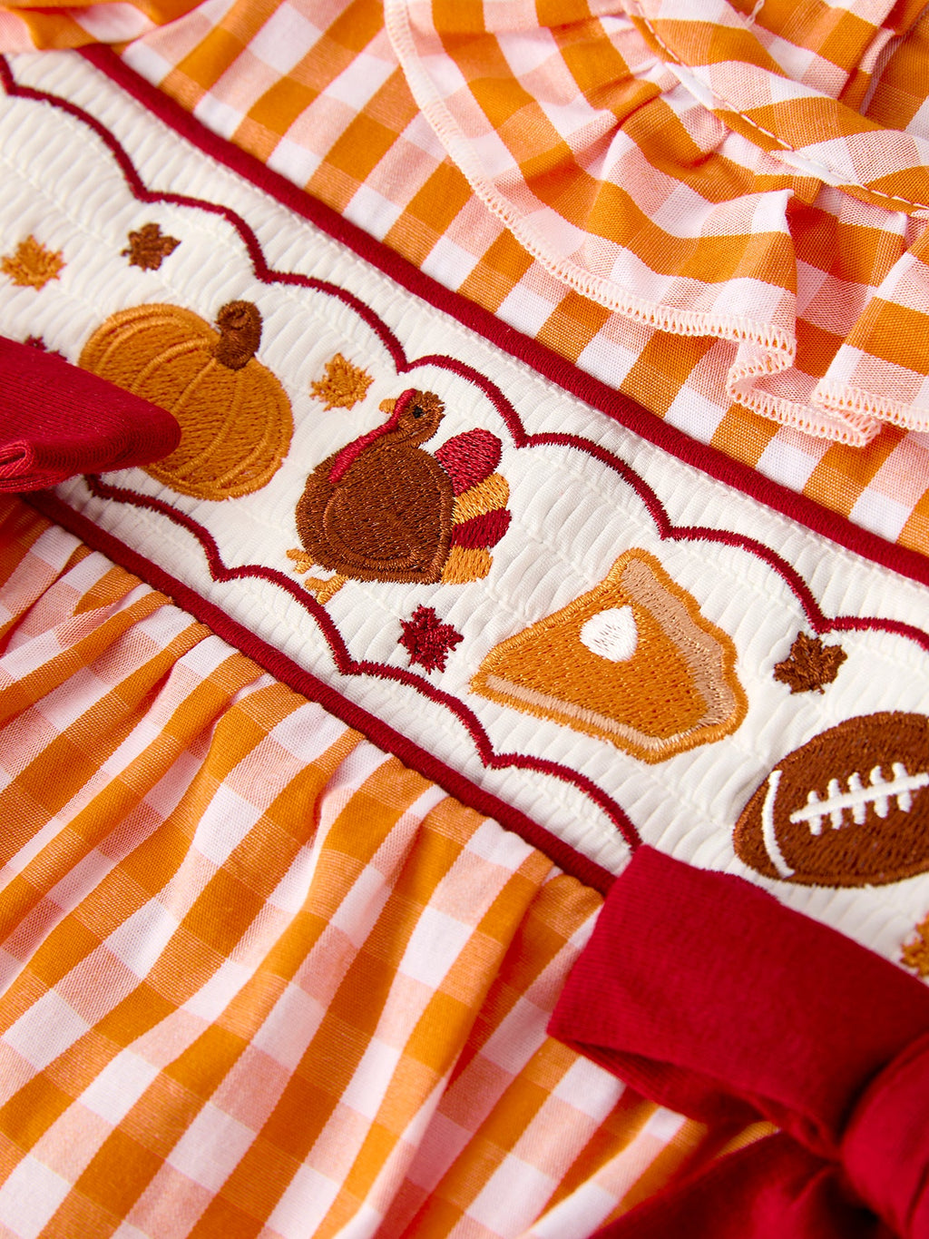 Baby Girls' Turkey Embroidered Fall Romper