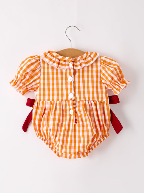Baby Girls' Turkey Embroidered Fall Romper