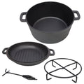 3-in-1 Cast Iron Dutch Oven & Skillet Lid, 5 Qt, with Pot Rack