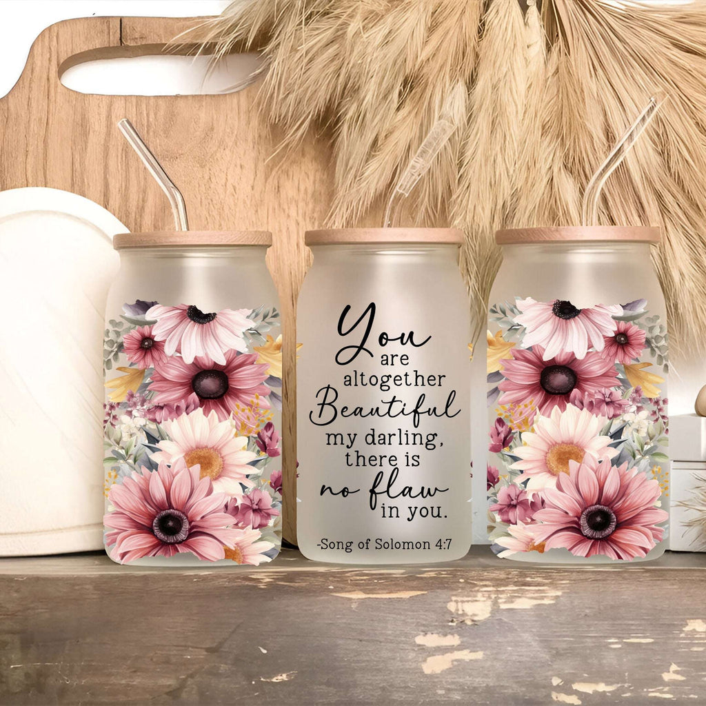Floral Bible Verse Tumbler with Lid & Straw