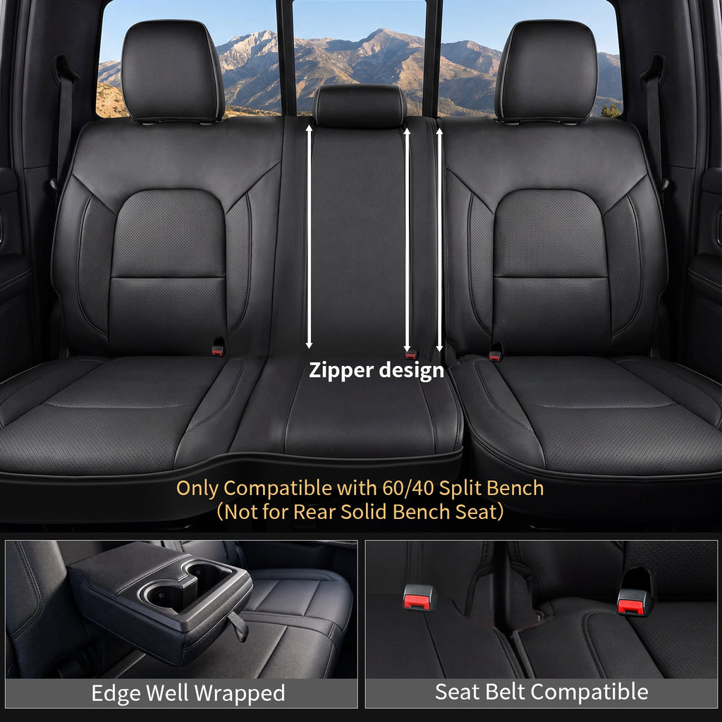 Umbrauto Nappa Leather Seat Covers for Dodge RAM Crew/Quad/Mega Cab (2009–2026)