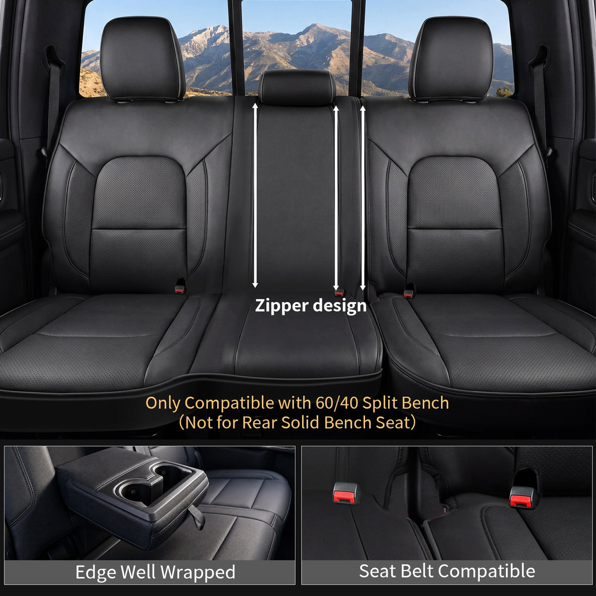 Umbrauto Nappa Leather Seat Covers for Dodge RAM Crew/Quad/Mega Cab (2009–2026)