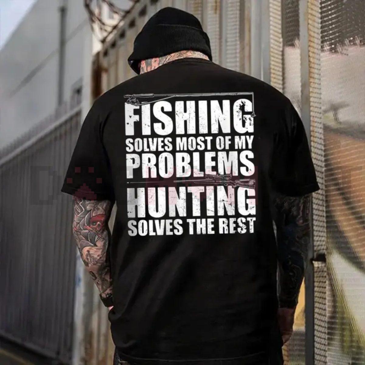 Fishing and hunting slogan tee, alternate color
