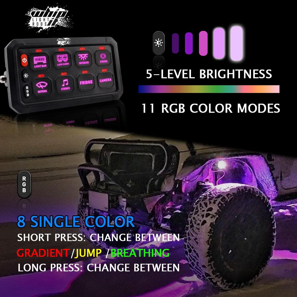 8-Gang LED Backlit Switch Panel for UTVs, ATVs, Trucks & Boats