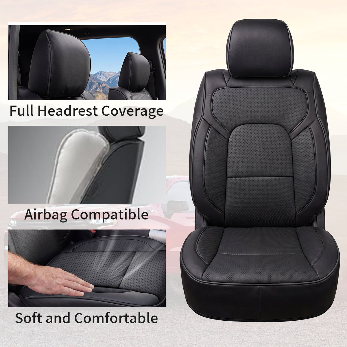 Umbrauto Nappa Leather Seat Covers for Dodge RAM Crew/Quad/Mega Cab (2009–2026)