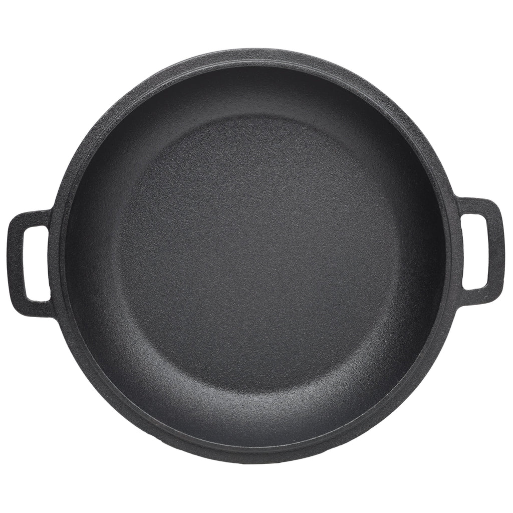 2-in-1 Cast Iron Dutch Oven, 5 Qt, with Silicone Handle Covers