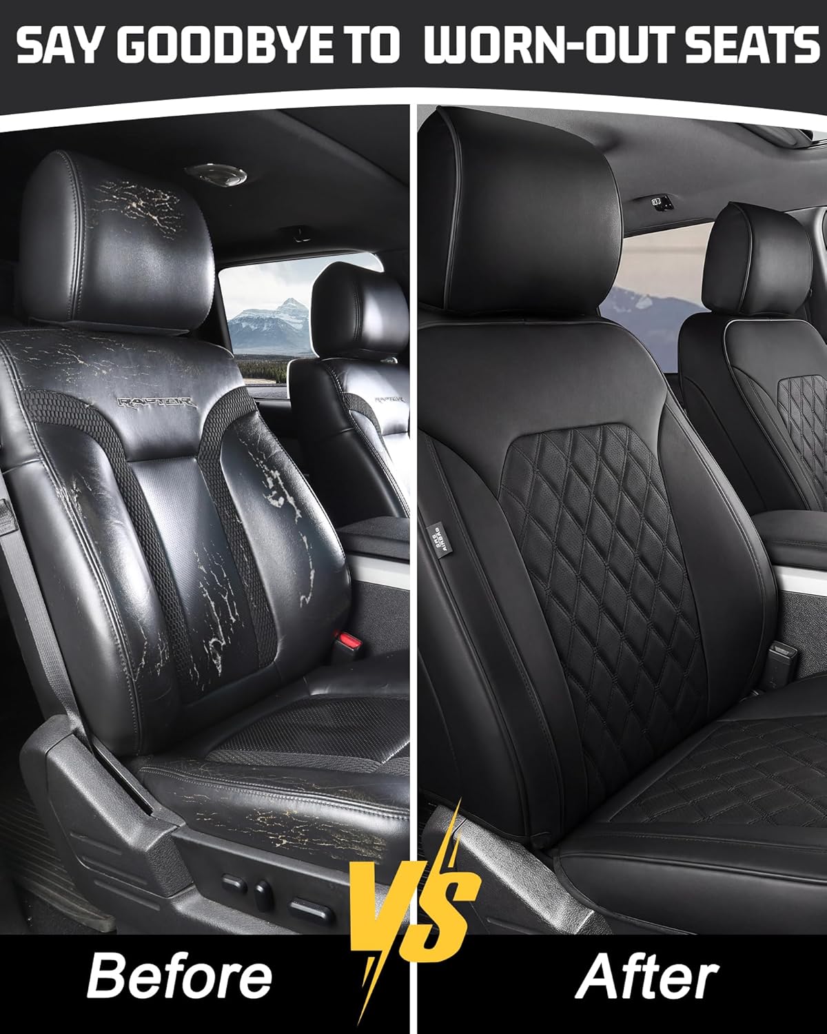 Umbrauto Nappa Leather Seat Covers for Ford F150 SuperCrew & Super Duty Crew Cab