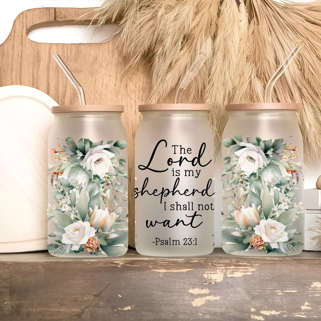 Floral Bible Verse Tumbler with Lid & Straw