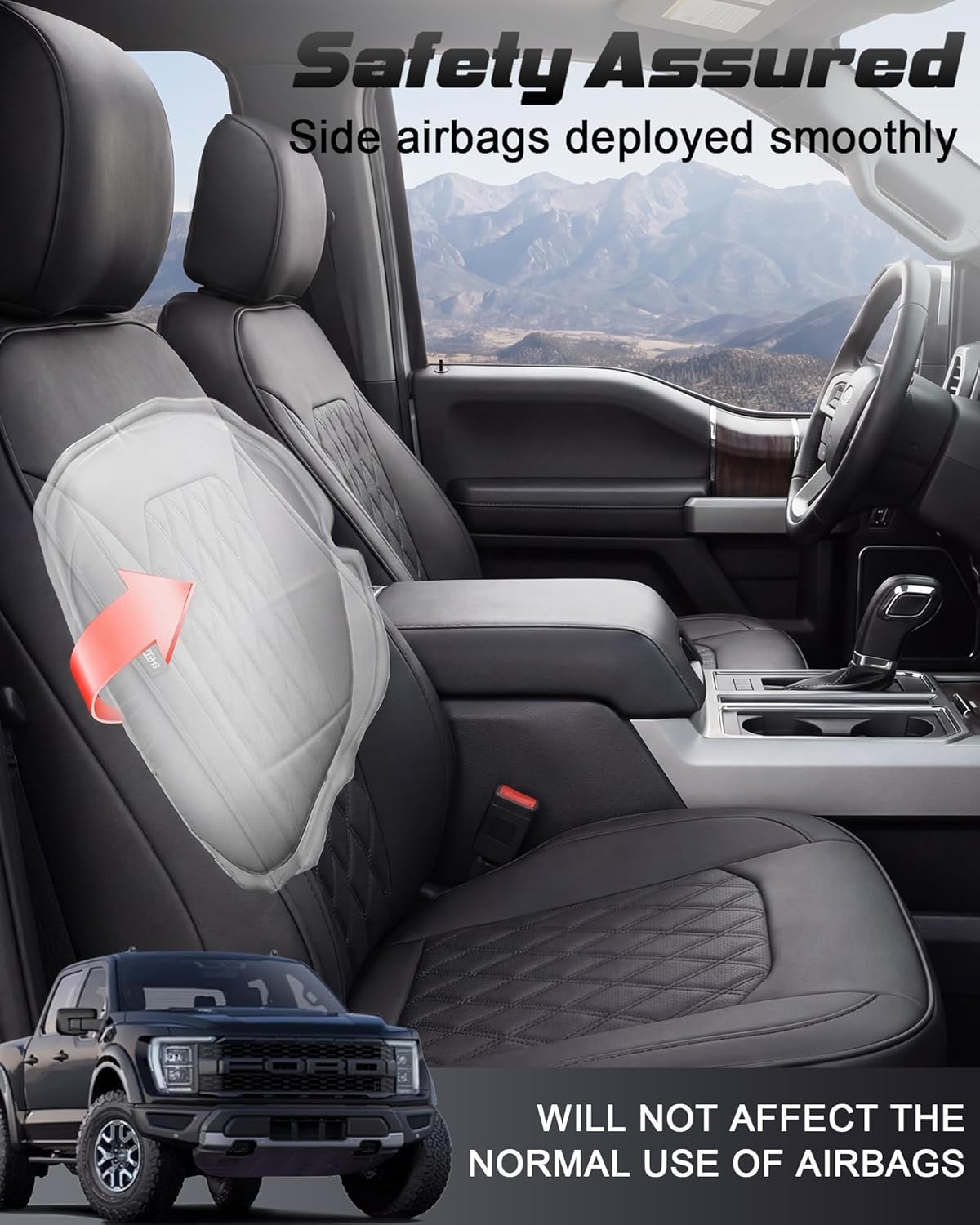 Umbrauto Nappa Leather Seat Covers for Ford F150 SuperCrew & Super Duty Crew Cab
