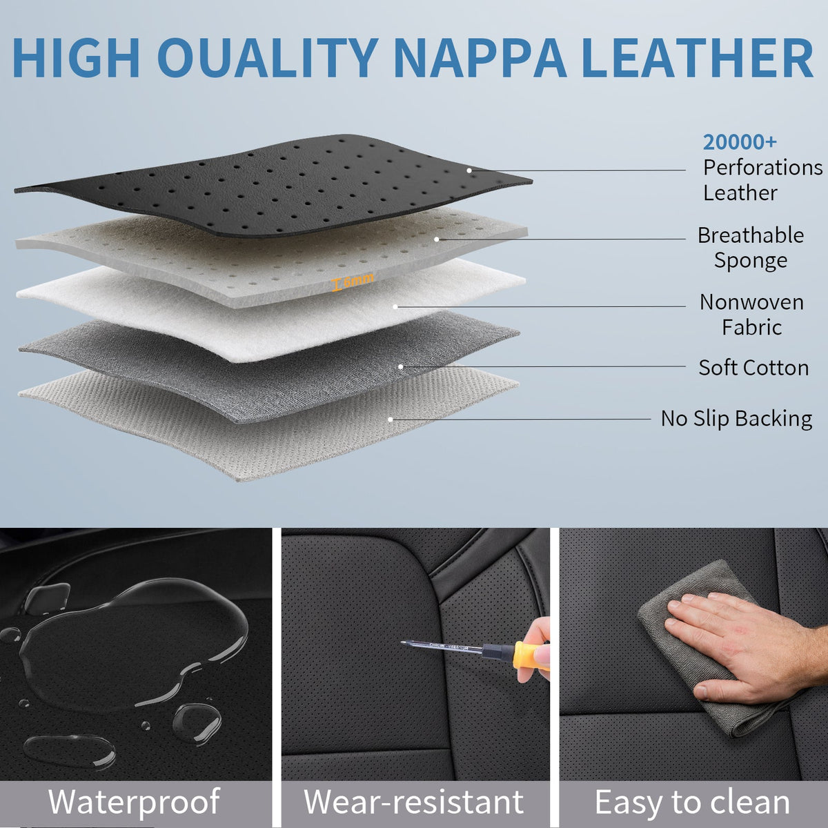 Umbrauto Nappa Leather Seat Covers for Dodge RAM Crew/Quad/Mega Cab (2009–2026)