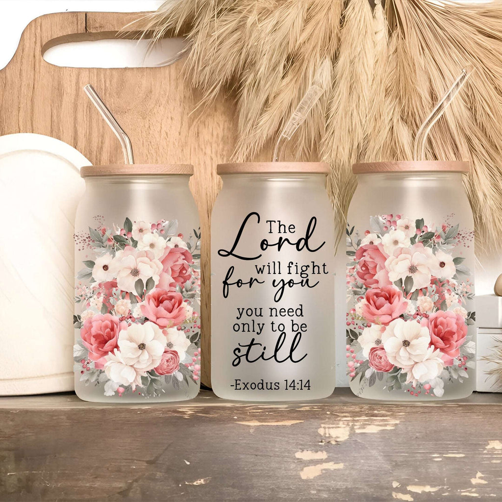 Floral Bible Verse Tumbler with Lid & Straw