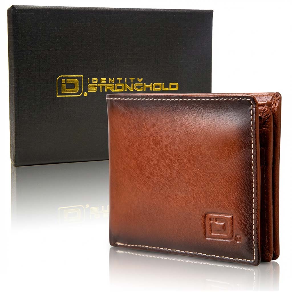 Men's RFID Leather Bifold Wallet - 10 Slots