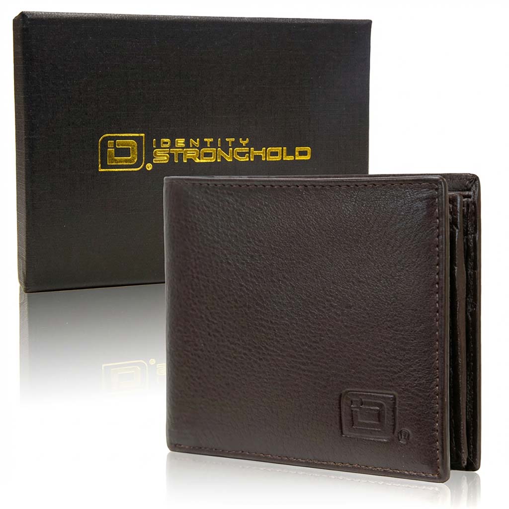 Men's RFID Leather Bifold Wallet - 10 Slots