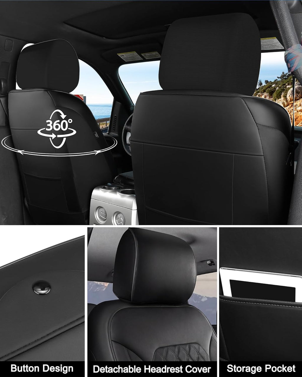 Umbrauto Nappa Leather Seat Covers for Ford F150 SuperCrew & Super Duty Crew Cab