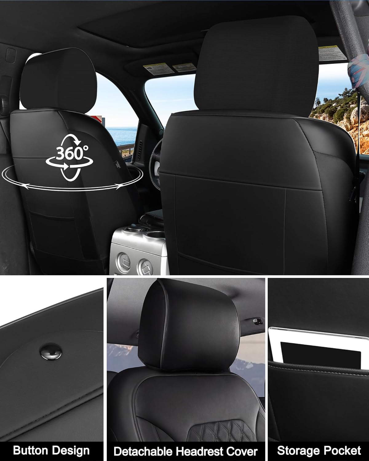 Umbrauto Nappa Leather Seat Covers for Ford F150 SuperCrew & Super Duty Crew Cab