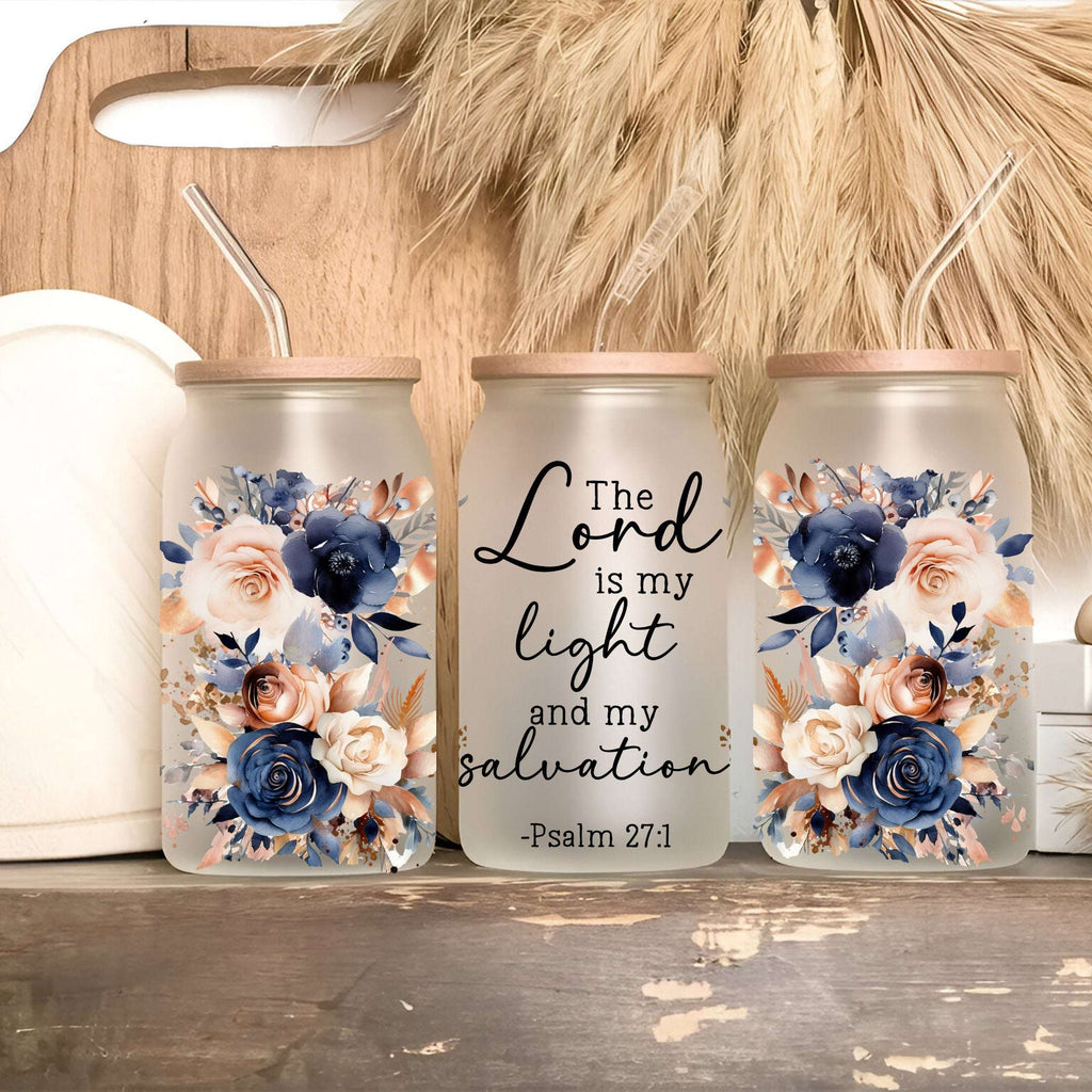Floral Bible Verse Tumbler with Lid & Straw