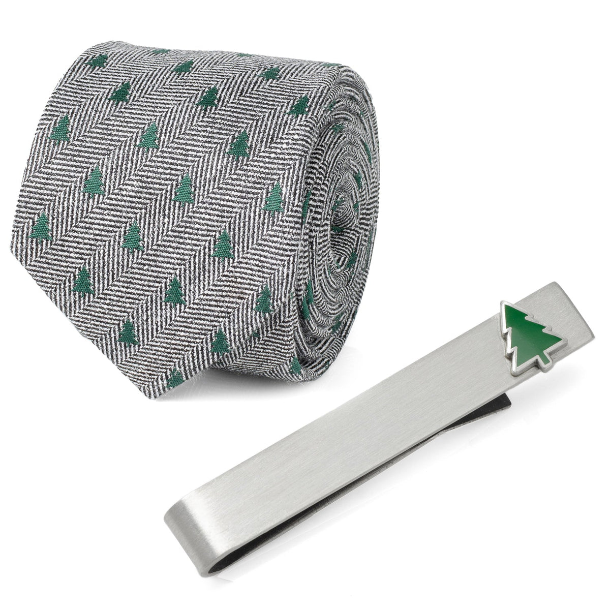 Holiday tree tie and tie bar gift set