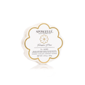 Packaged Freesia Pear Daisy Spongette with a flower-shaped label