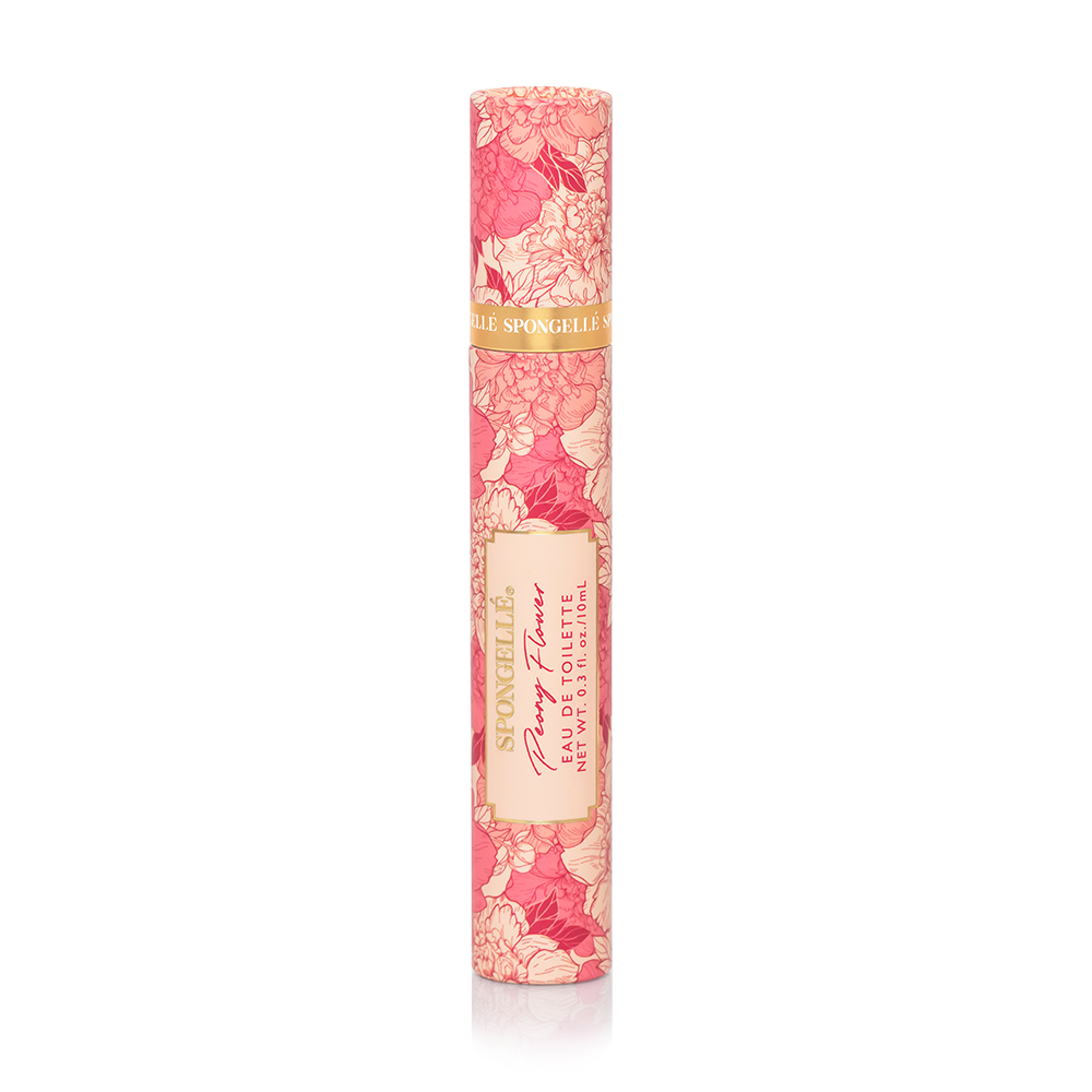 Pink floral carton for Spongellé Peony Flower travel eau de toilette