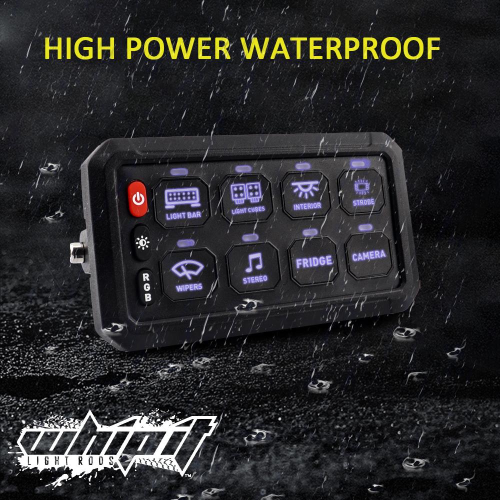8-Gang LED Backlit Switch Panel for UTVs, ATVs, Trucks & Boats