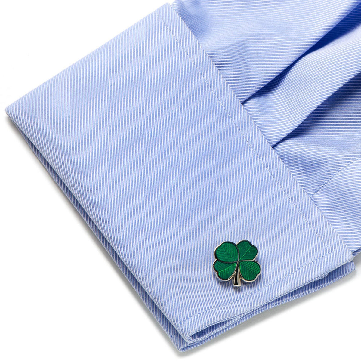 Green Clover Cufflinks & Tie Bar Gift Set