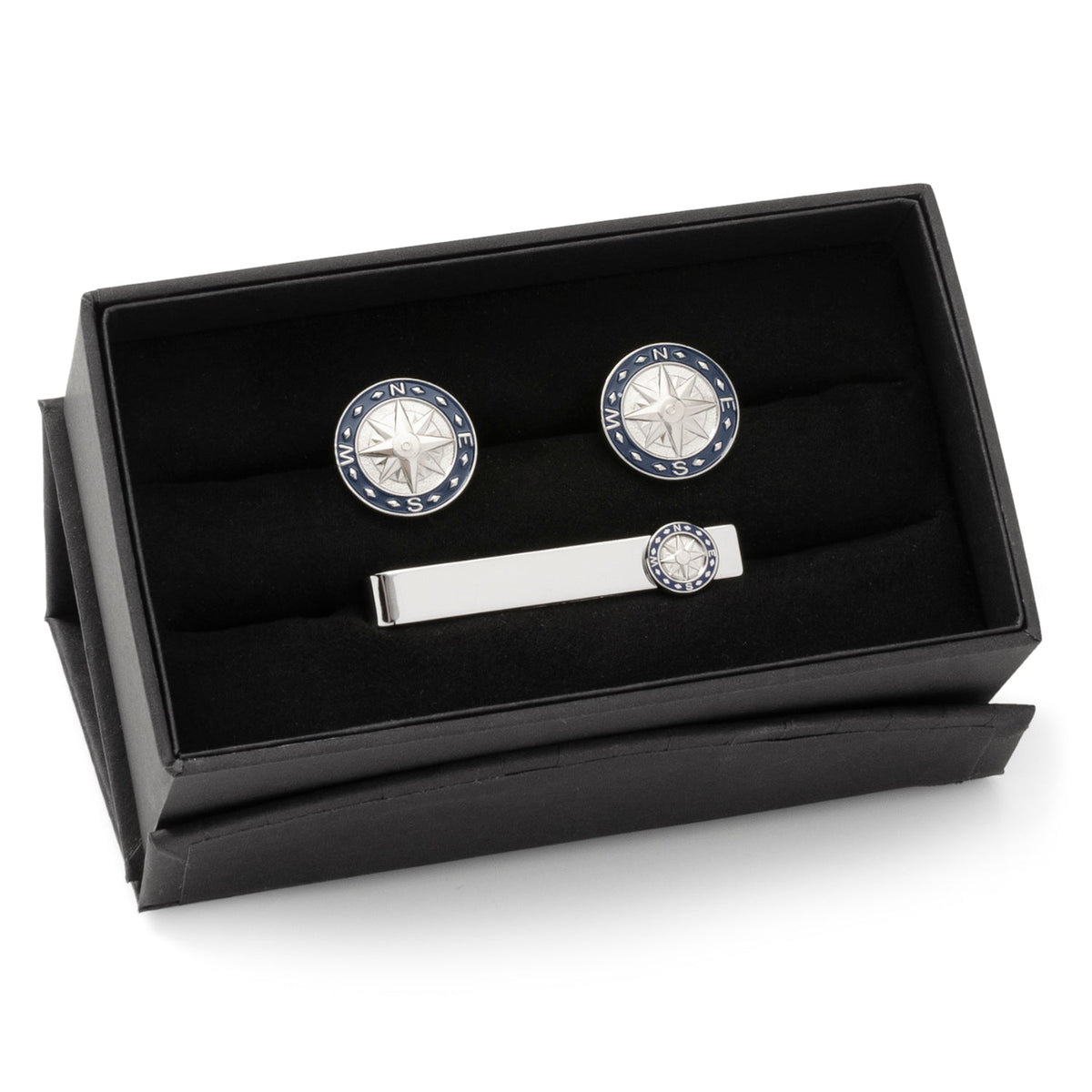 Compass cufflinks close-up