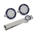 Compass cufflinks and tie bar gift set