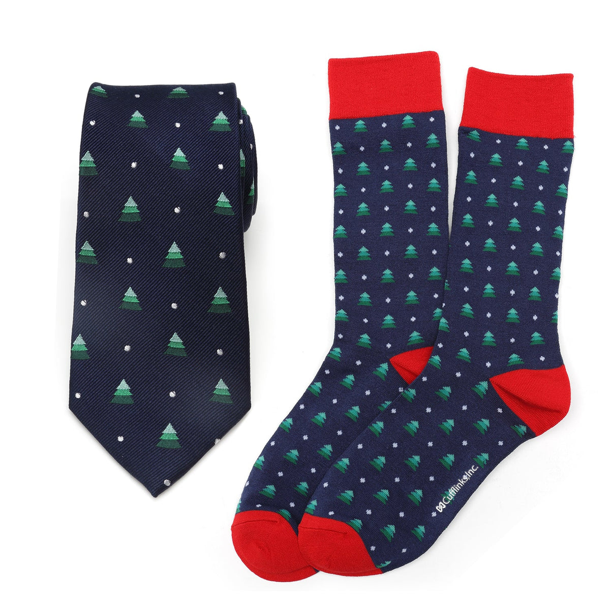 Holiday tree silk tie and socks gift set