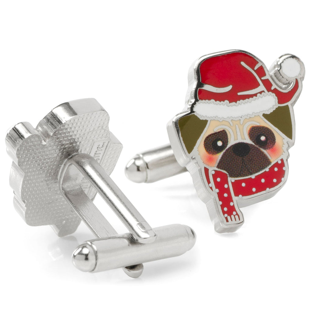 Santa Pug Cufflinks & Silk Tie Gift Set