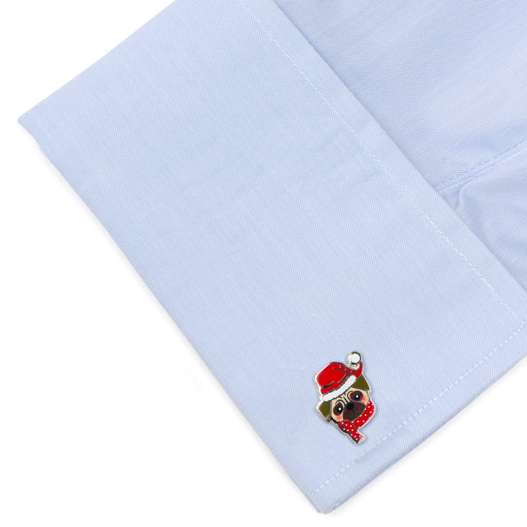 Santa Pug Cufflinks & Silk Tie Gift Set