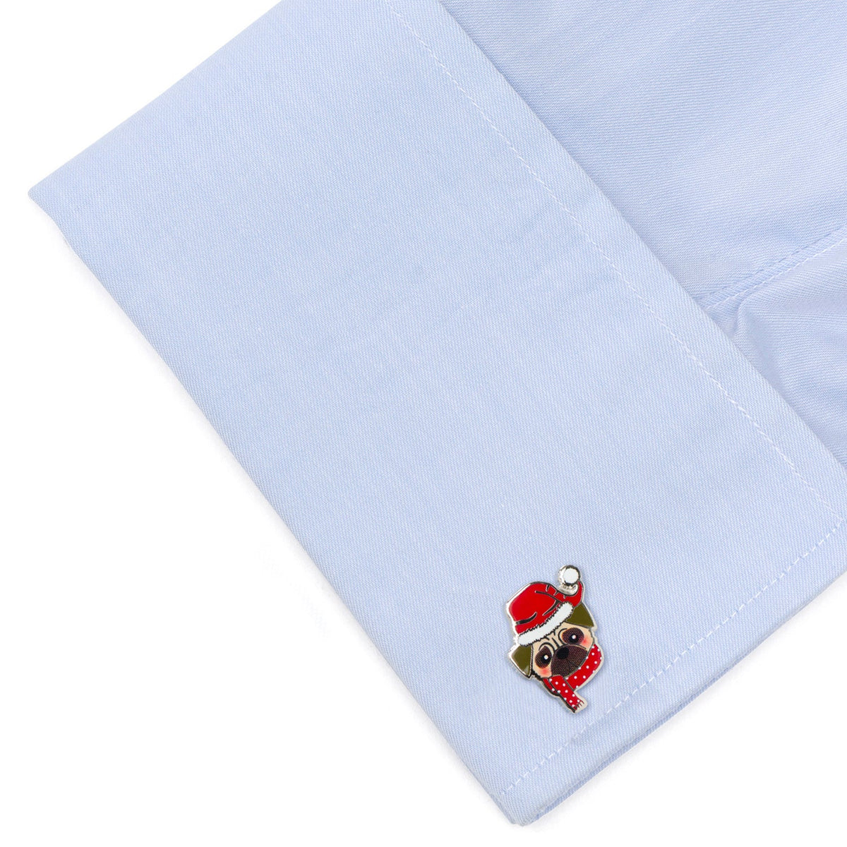 Santa Pug Cufflinks & Silk Tie Gift Set