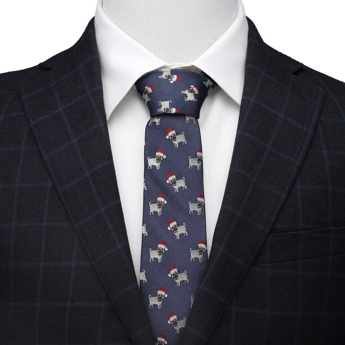 Santa Pug Cufflinks & Silk Tie Gift Set