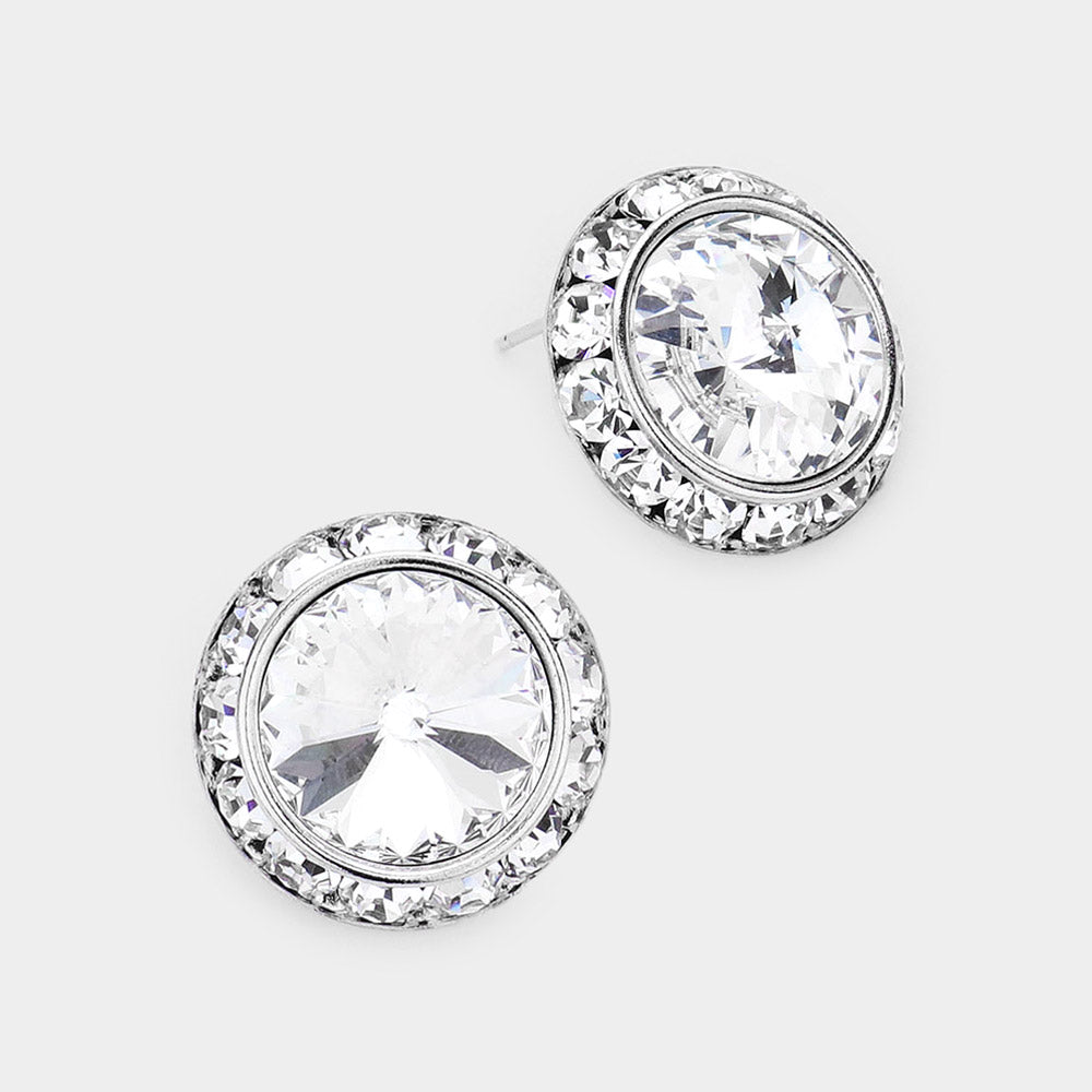 Rivoli Cut Genuine Crystal Stud Earrings