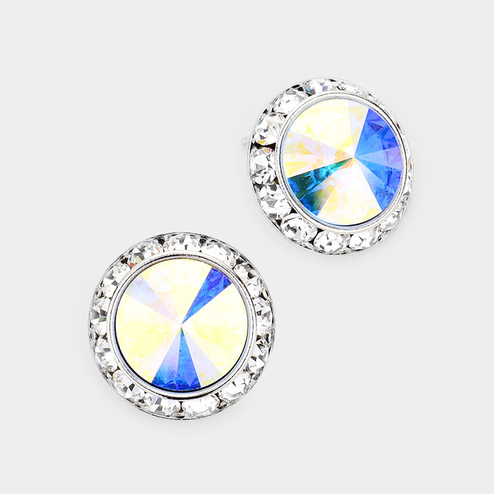 Rivoli Cut Genuine Crystal Stud Earrings