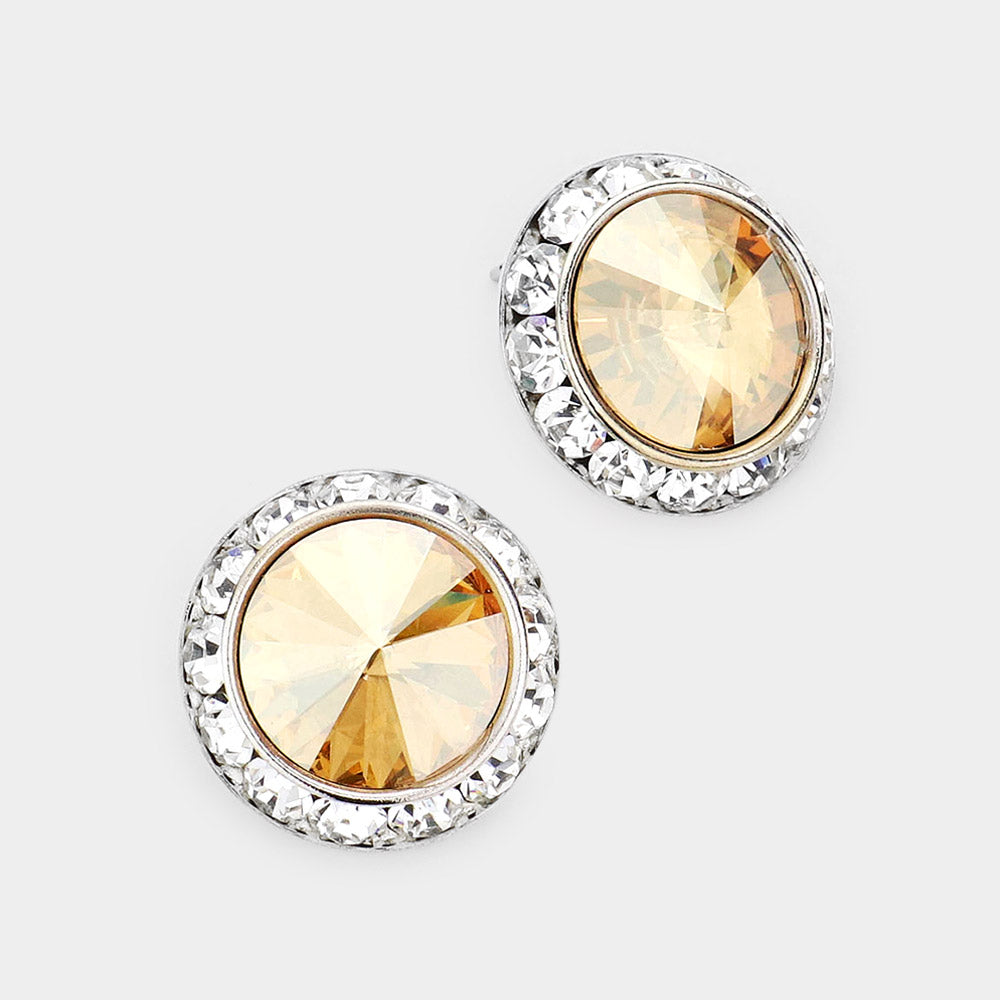 Rivoli Cut Genuine Crystal Stud Earrings