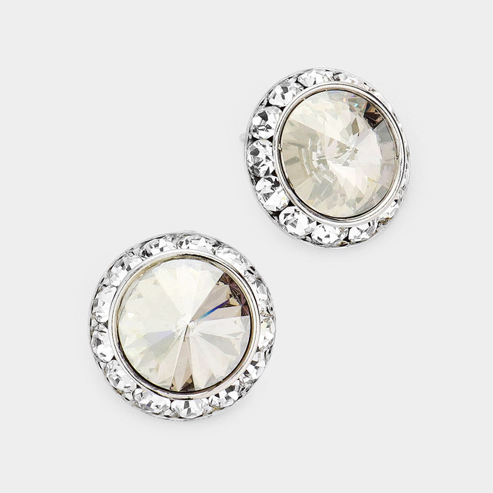 Rivoli Cut Genuine Crystal Stud Earrings