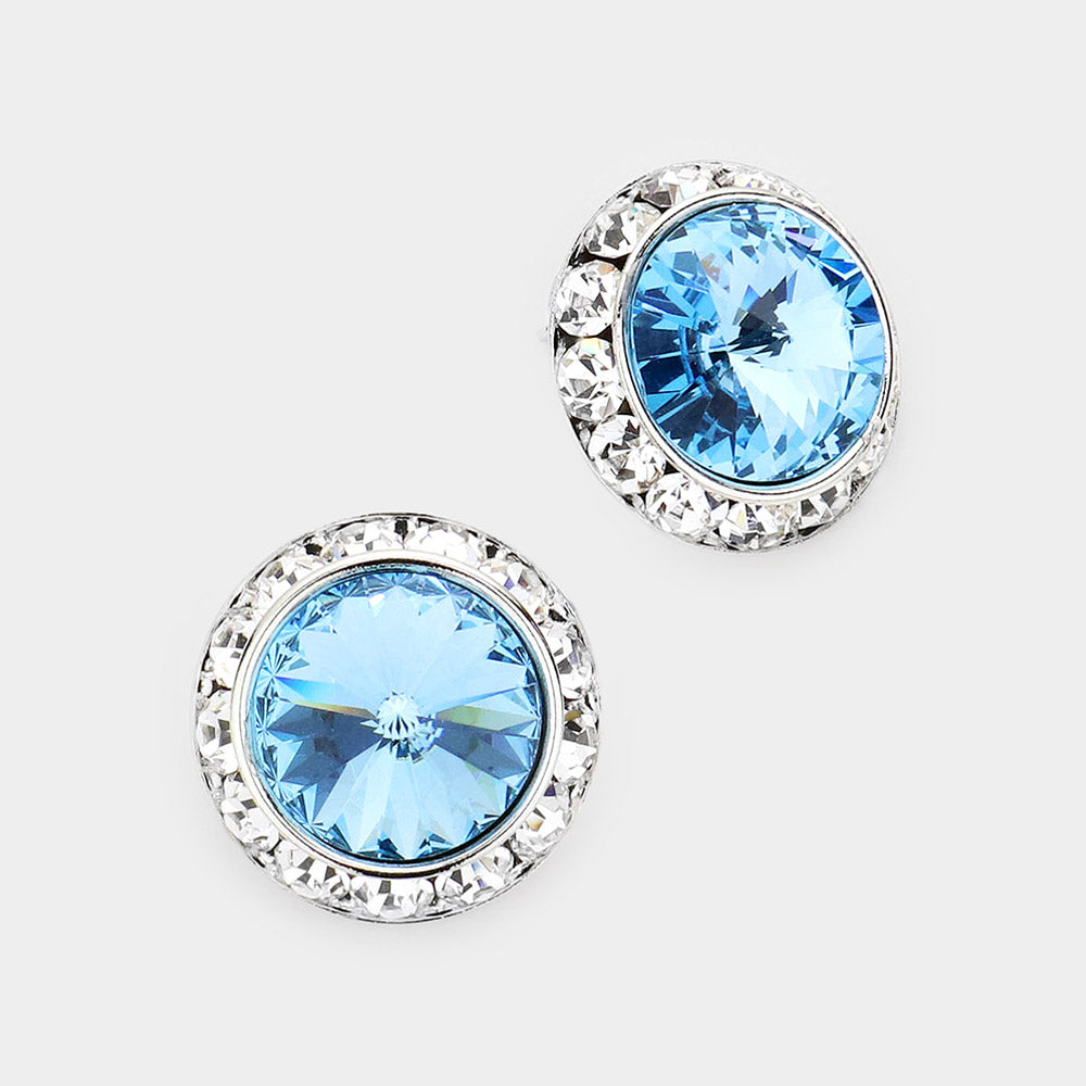 Rivoli Cut Genuine Crystal Stud Earrings