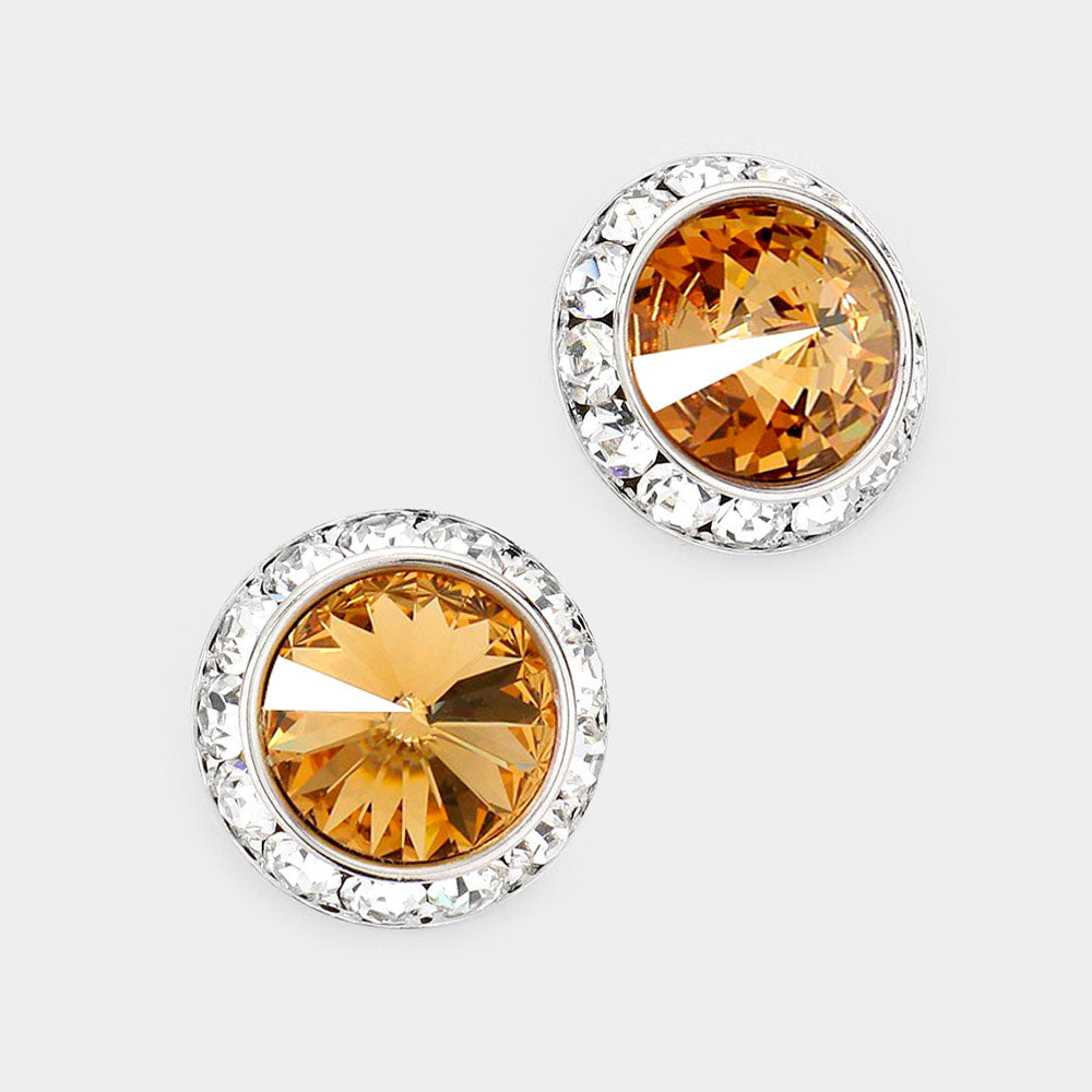 Rivoli Cut Genuine Crystal Stud Earrings