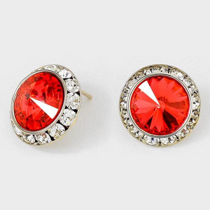 Rivoli Cut Genuine Crystal Stud Earrings